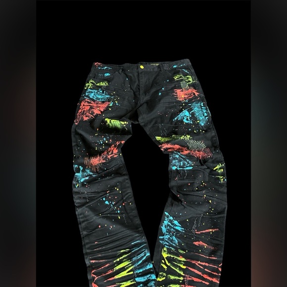 Black and Red Relaxed Artistic Jeans - Picture 1 of 3